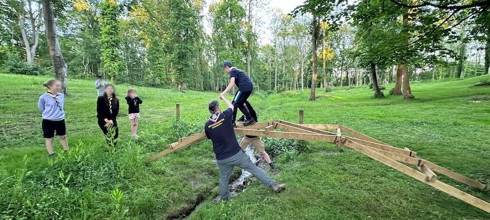Scouts bridge building